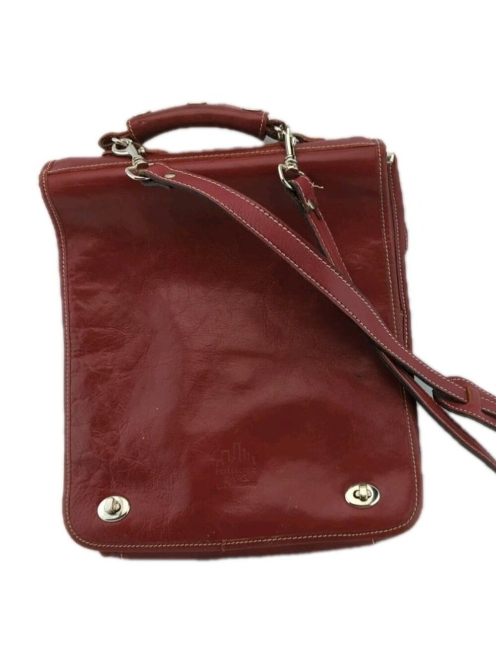Pelletterie Mpg San Gimignano Red Leather Attache Messenger Bag
